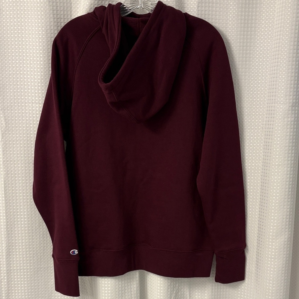 Champion Burgundy Pullover Hoodie with Embroidered Logo ~ Large - Picture 6 of 8